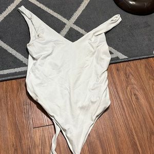White V-neck bodysuit